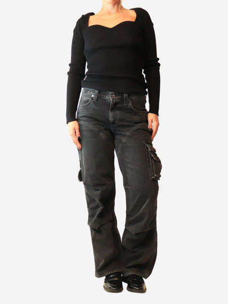 Washed black Risha utility jeans - size UK 10 alternate image