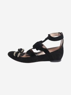 Black suede bow detail sandals - size EU 38 Flat Shoes Chloe 