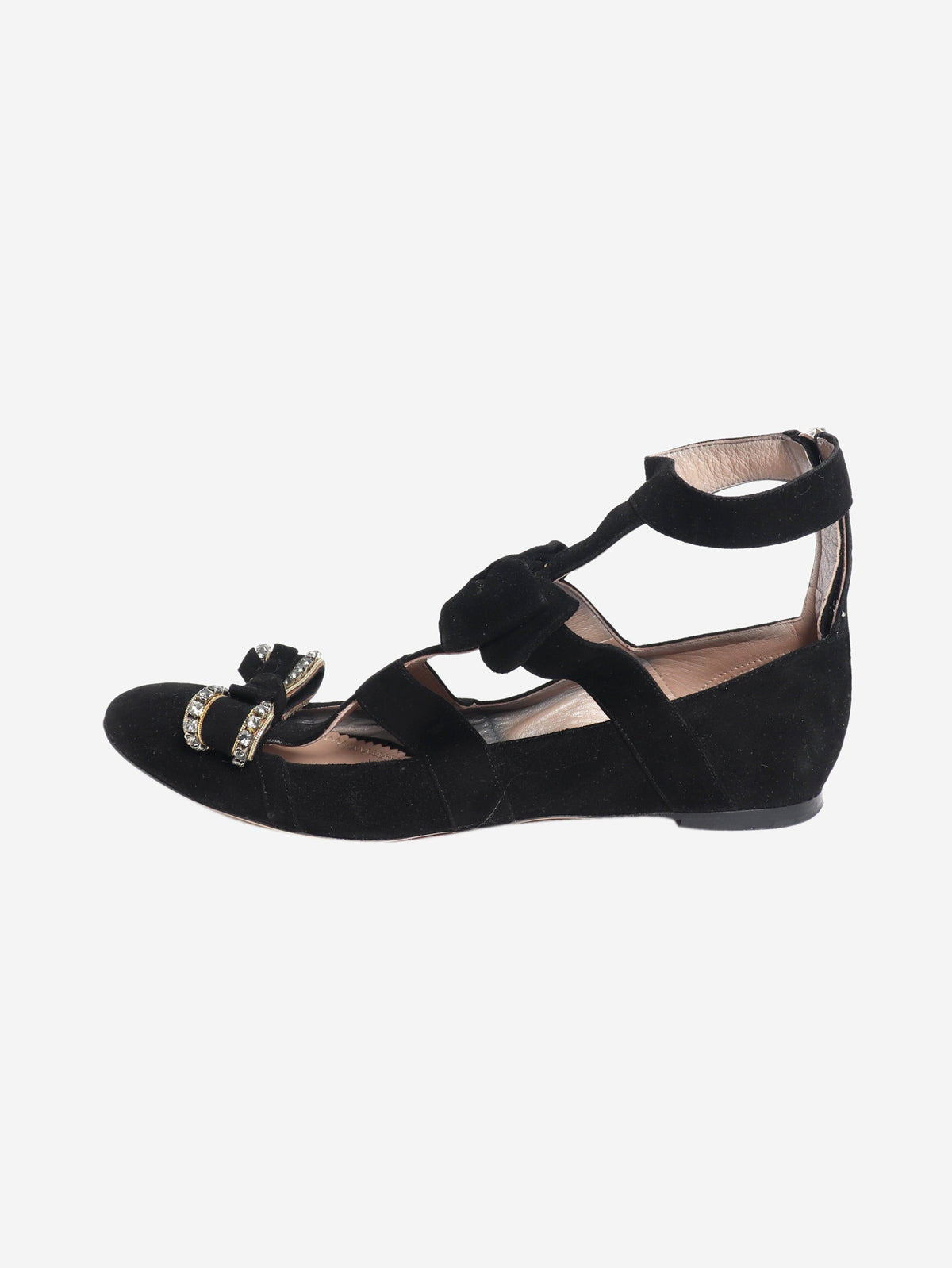 Black suede bow detail sandals - size EU 38 Flat Shoes Chloe 