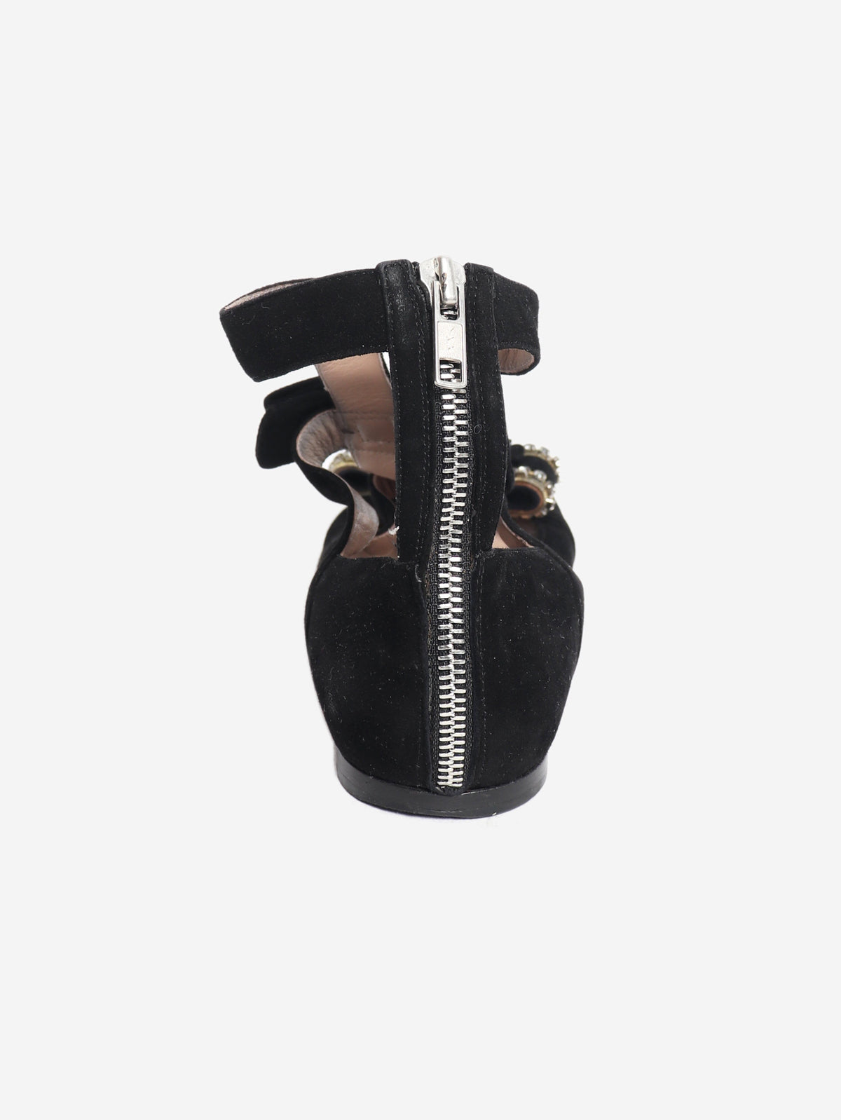 Black suede bow detail sandals - size EU 38 Flat Shoes Chloe 