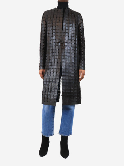 Brown braided leather coat - size UK 6 Coats & Jackets Bottega Veneta 