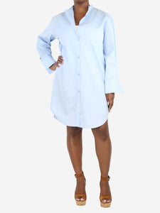 Acne Studios Blue button-up cotton midi shirt dress - size UK 12