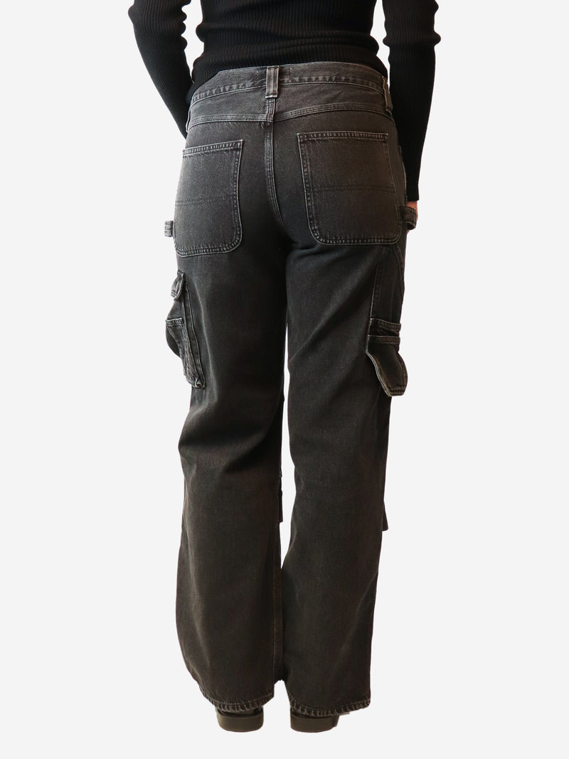 Washed black Risha utility jeans - size UK 10
