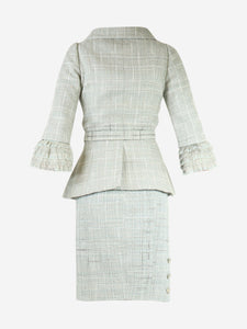 Chanel Light blue tweed jacket and skirt set - size UK 8