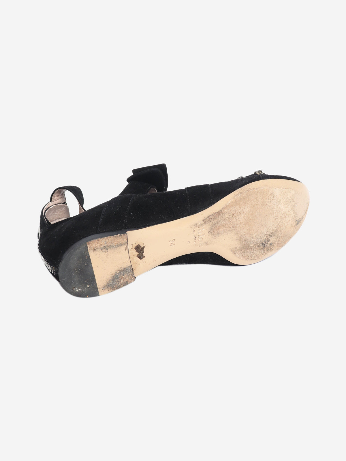 Black suede bow detail sandals - size EU 38 Flat Shoes Chloe 