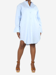 Acne Studios Blue button-up cotton midi shirt dress - size UK 12