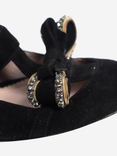 Black suede bow detail sandals - size EU 38 Flat Shoes Chloe 