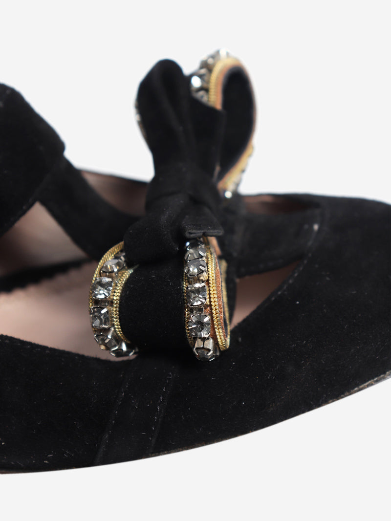 Black suede bow detail sandals - size EU 38 Flat Shoes Chloe 