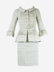 Chanel Light blue tweed jacket and skirt set - size UK 8