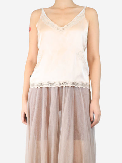 Pink lace silk cami top - size UK 10 Tops Loro Piana 