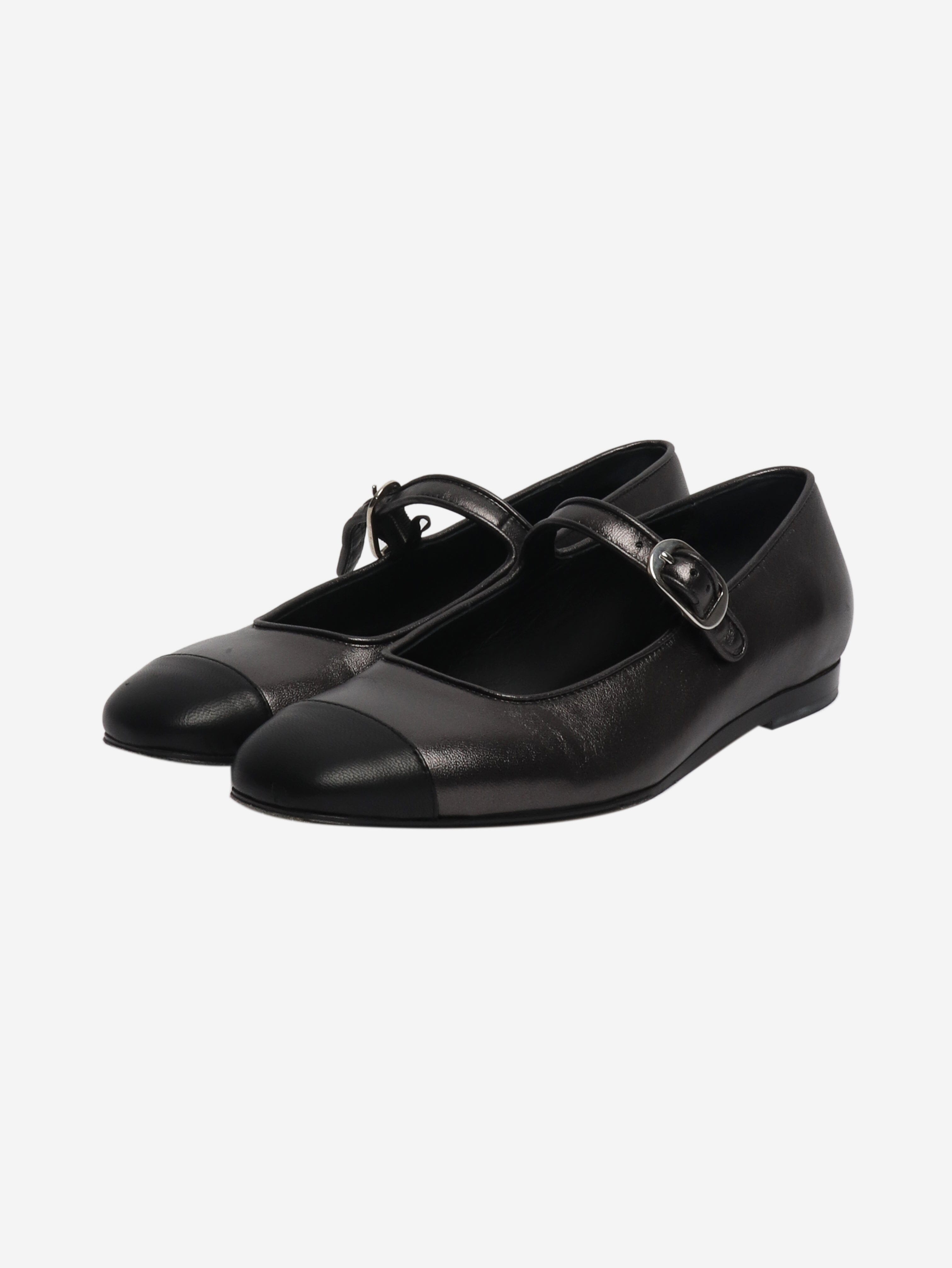 Black metallic flat shoes - size EU 39 (UK 6) Flat Shoes Le Monde Beryl 