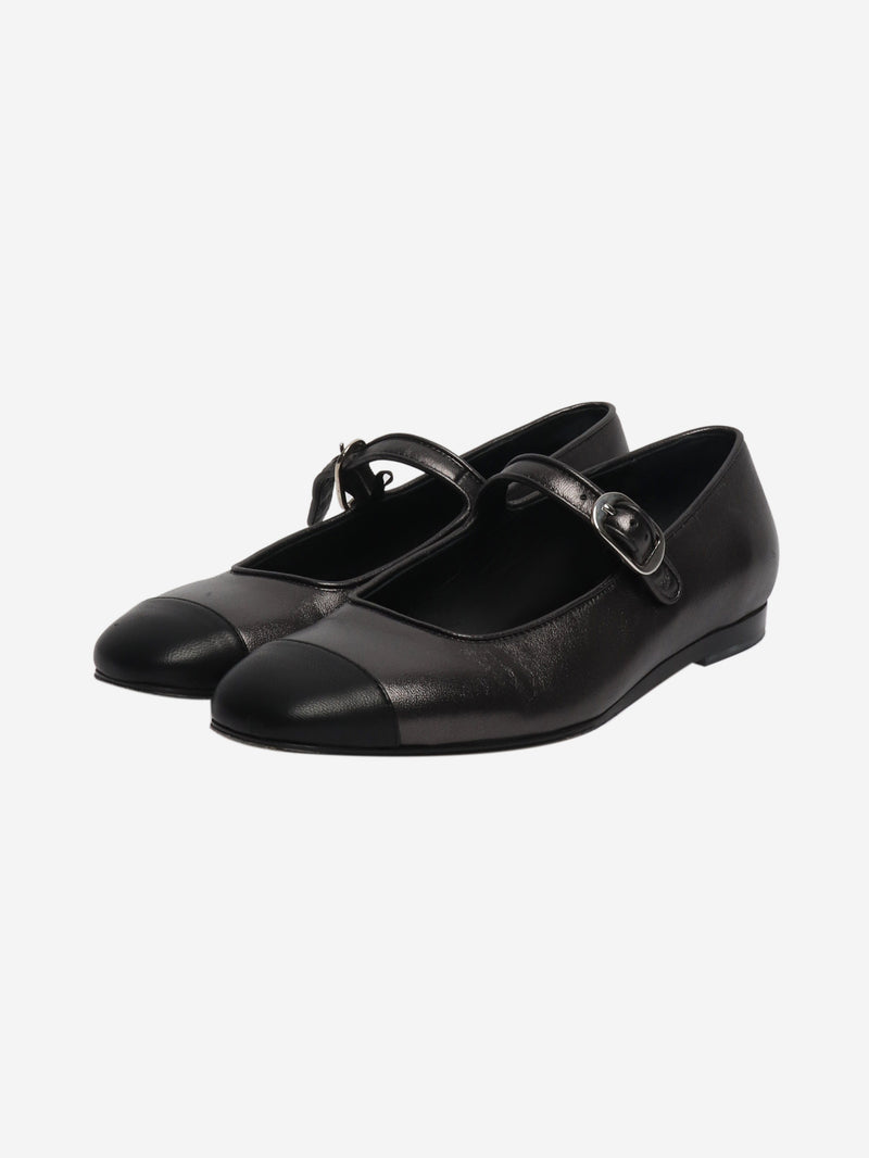 Black metallic flat shoes - size EU 39 (UK 6) Flat Shoes Le Monde Beryl 