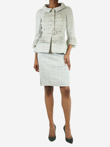 Chanel Light blue tweed jacket and skirt set - size UK 8