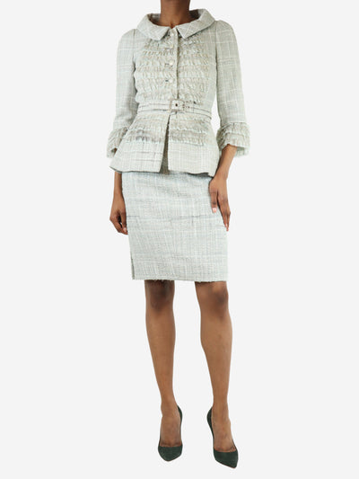 Light blue tweed jacket and skirt set - size UK 8 Sets Chanel 