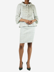 Chanel Light blue tweed jacket and skirt set - size UK 8