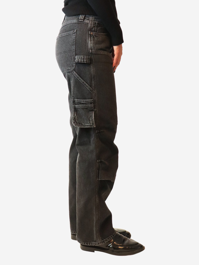 Washed black Risha utility jeans - size UK 10