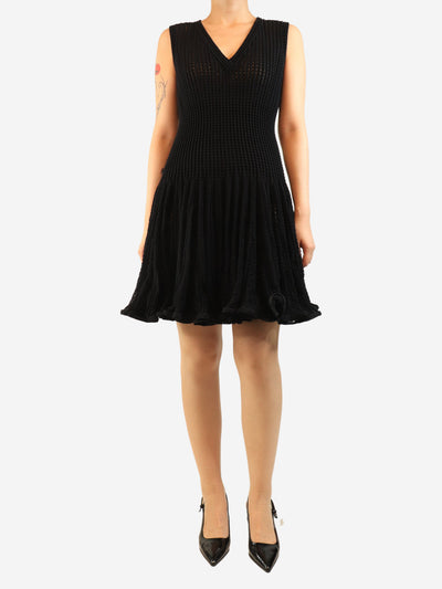 Black stretch-knit a-line dress - size UK 12 Dresses Alaia 
