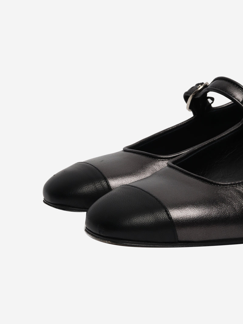 Black metallic flat shoes - size EU 39 (UK 6) Flat Shoes Le Monde Beryl 