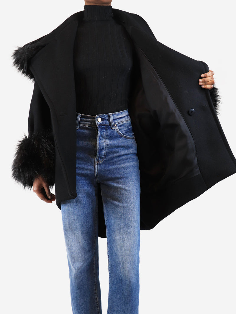 Black wool coat - size UK 6 Coats & Jackets Saint Laurent 