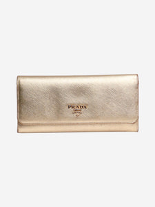 Prada Gold Saffiano leather purse