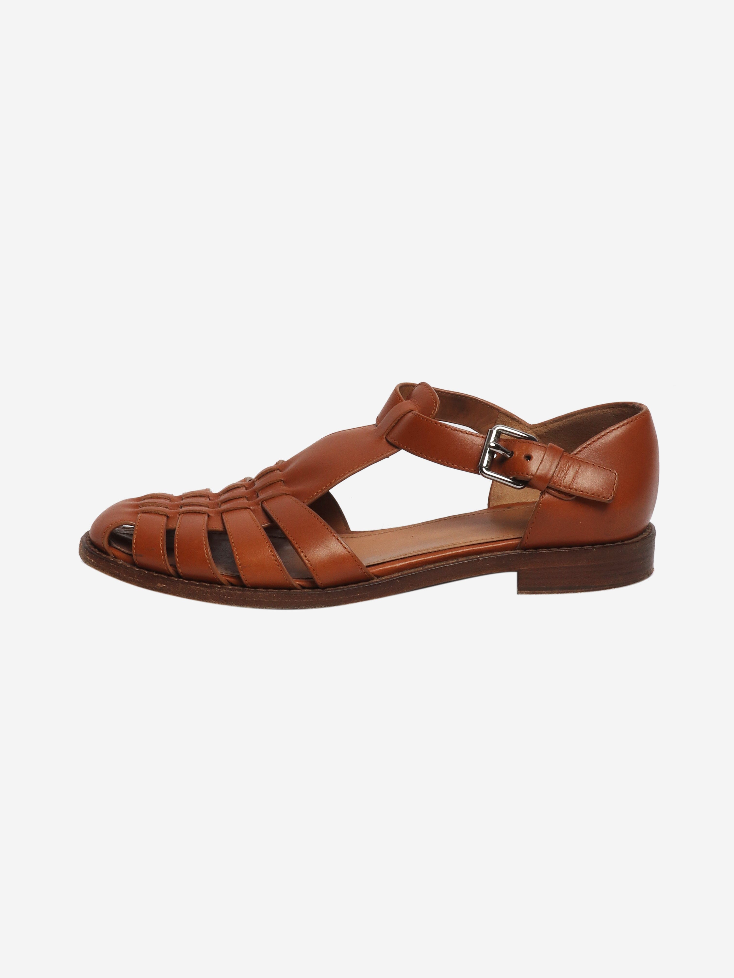 Tan Kelsey woven leather sandals - size EU 38 Flat Sandals Church's 