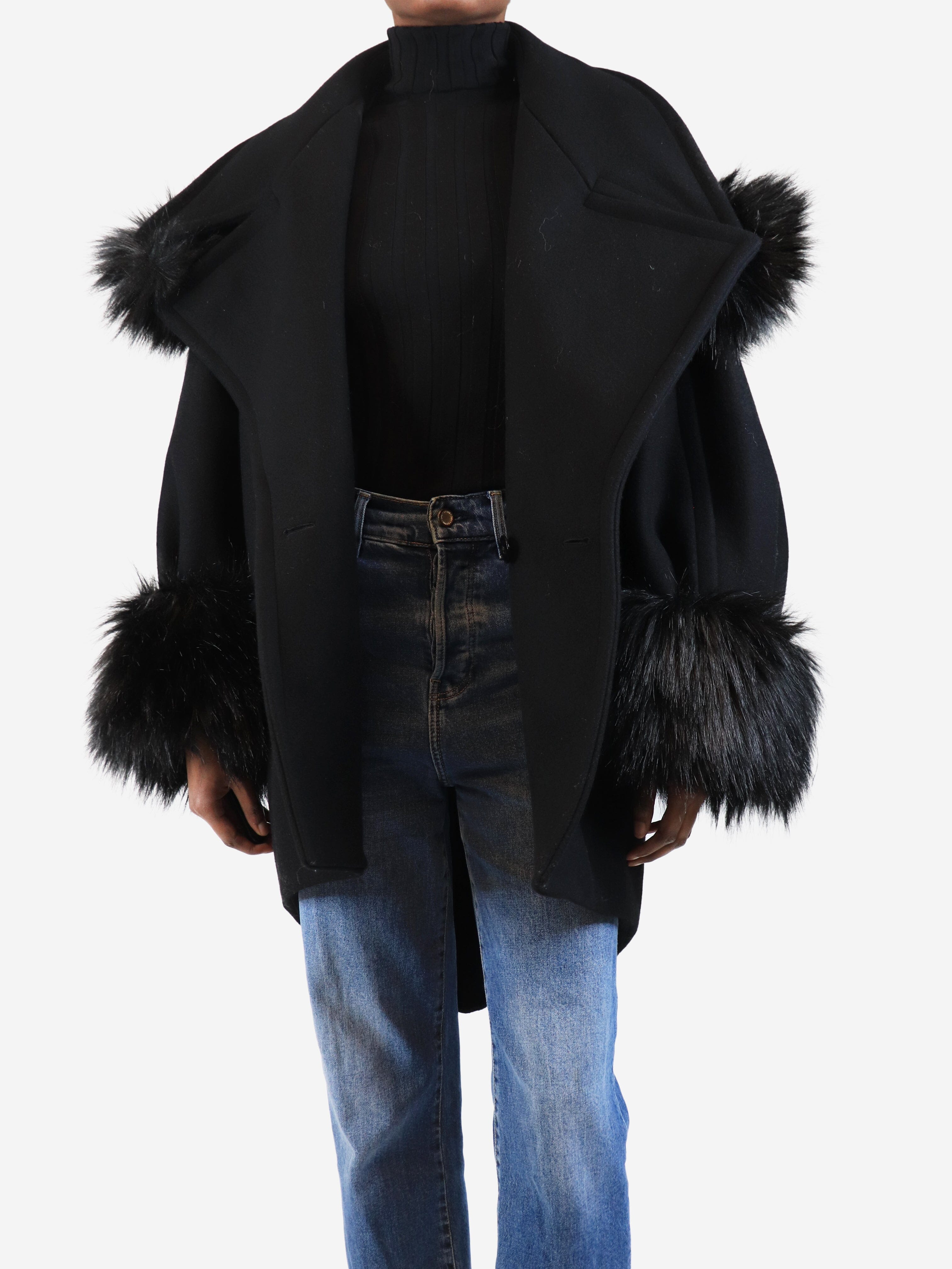 Black wool coat - size UK 6 Coats & Jackets Saint Laurent 