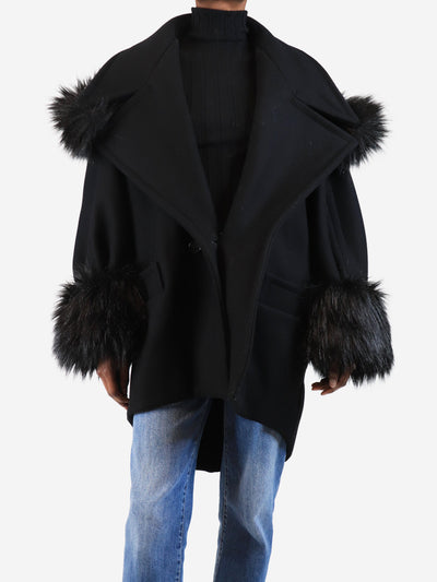 Black wool coat - size UK 6 Coats & Jackets Saint Laurent 