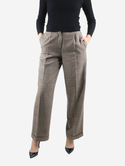 Brown high-rise check wool trousers - size UK 10 Trousers Loro Piana