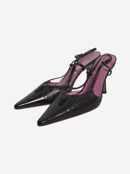 Black perforated leather slingback heels - size EU 38 alternate image