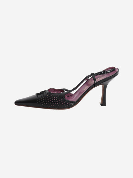 Black perforated leather slingback heels - size EU 38 product image