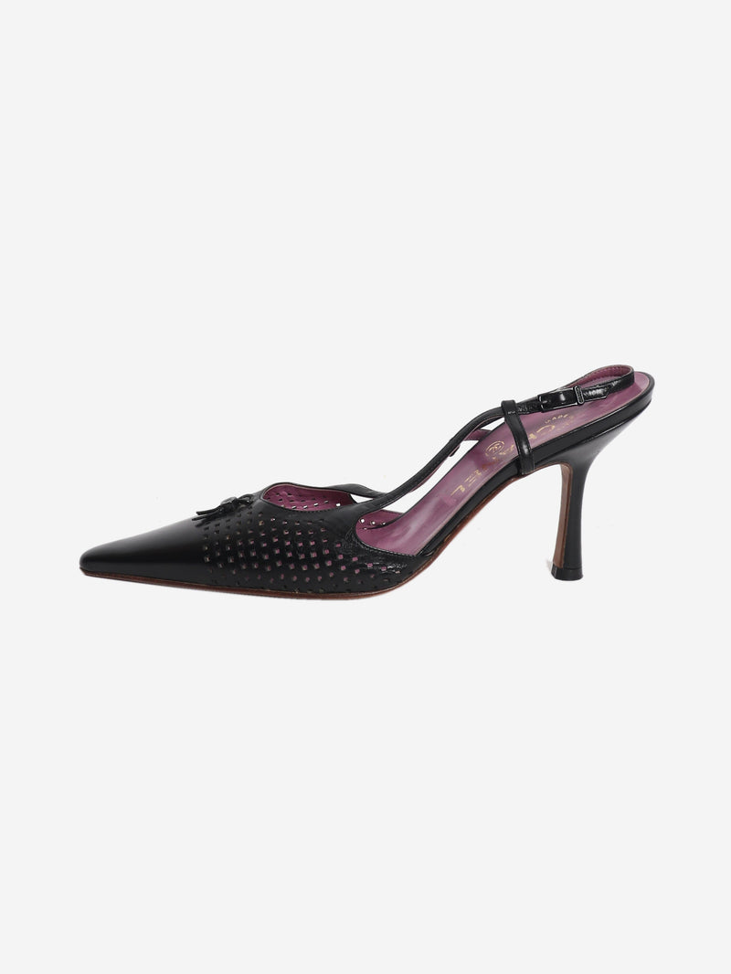Black perforated leather slingback heels - size EU 38 Heels Chanel 