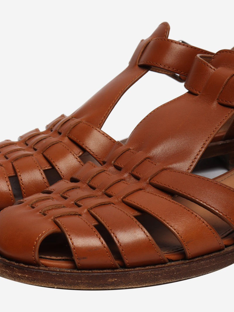 Tan Kelsey woven leather sandals - size EU 38 Flat Sandals Church's 