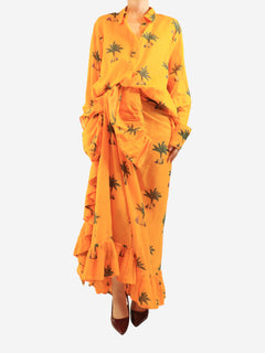 Coniglio Palm Beach Orange classic shirt and sarong skirt set - One size Sets Coniglio Palm Beach 