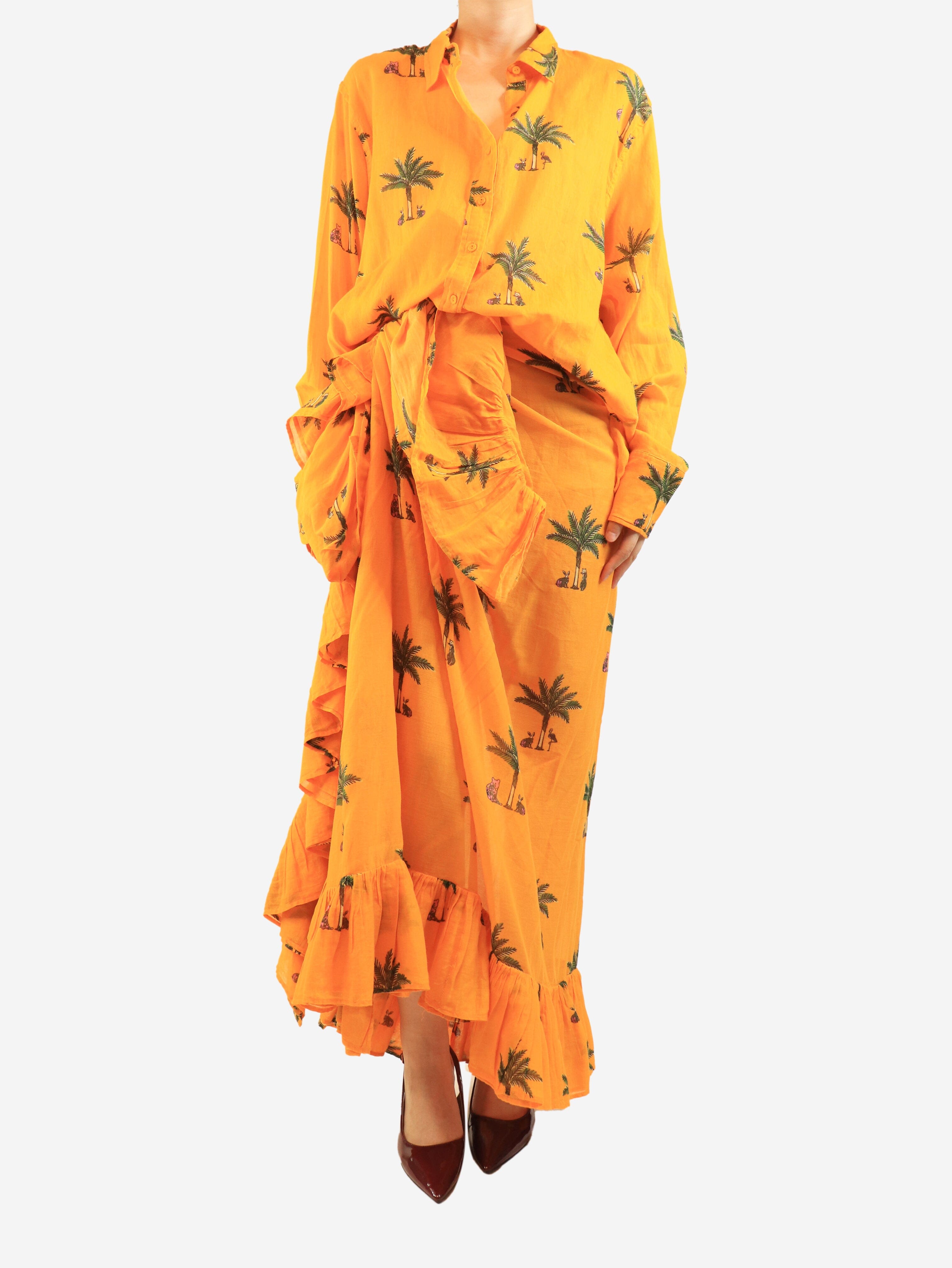 Coniglio Palm Beach Orange classic shirt and sarong skirt set - One size Sets Coniglio Palm Beach 
