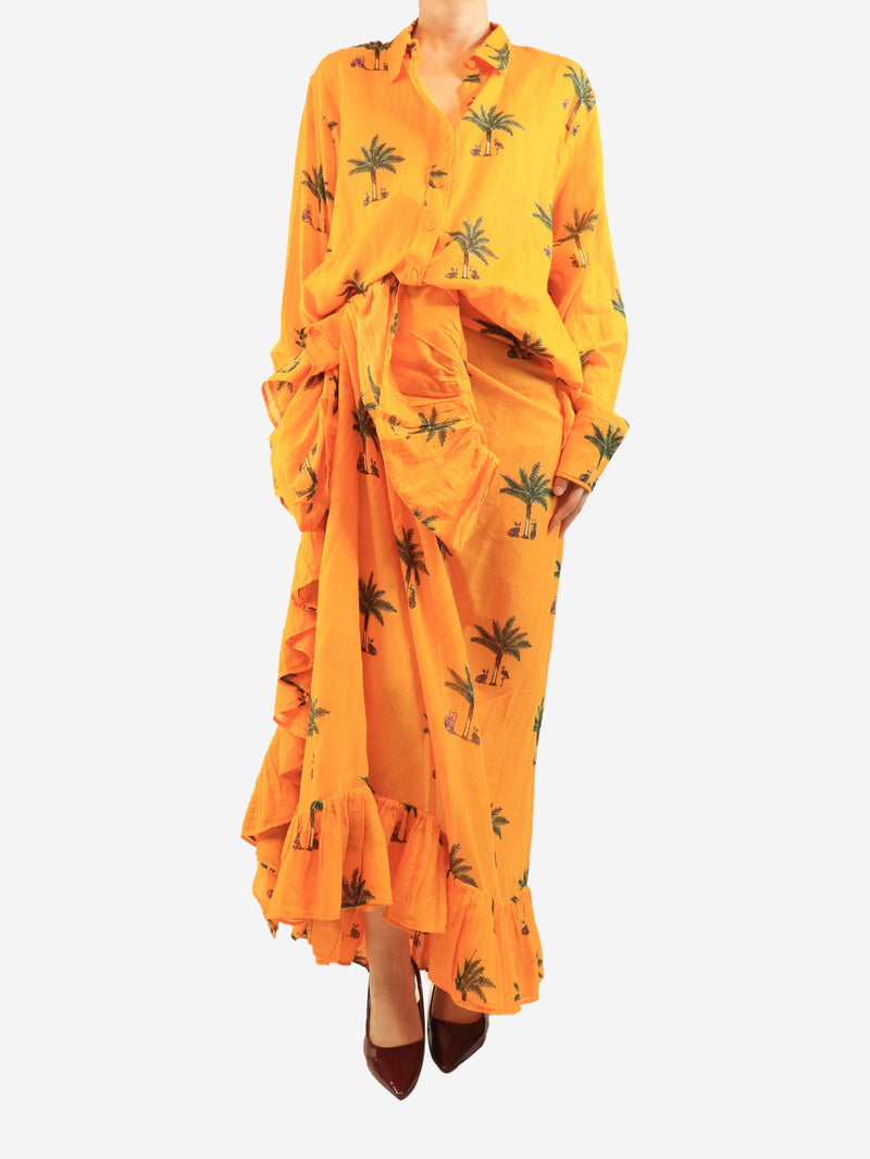 Coniglio Palm Beach Orange classic shirt and sarong skirt set - One size Sets Coniglio Palm Beach 