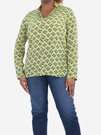 Yellow floral-printed silk shirt - size UK 14 Tops Etro 