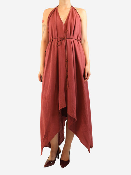 Red halterneck midi dress - One size product image
