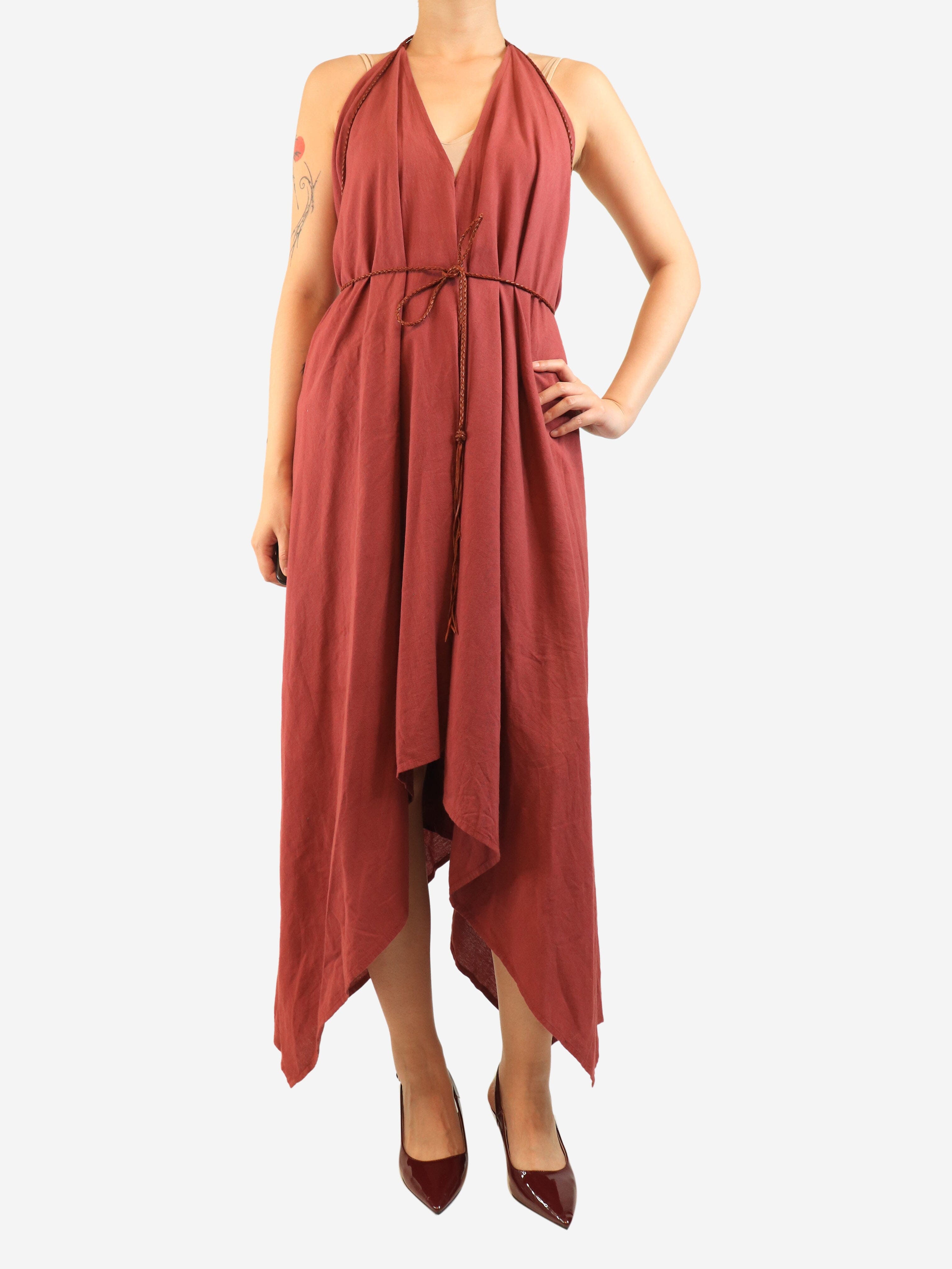 Red halterneck midi dress - One size Dresses Caravana 