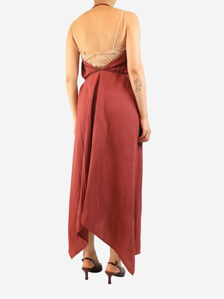 Red halterneck midi dress - One size alternate image