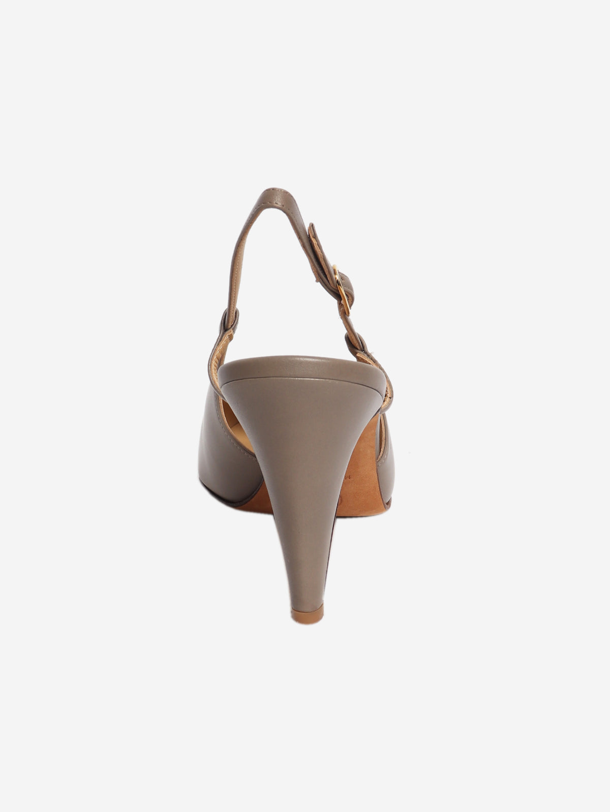 Taupe leather slingback heels - size EU 38