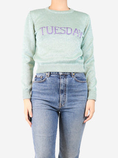 Green lurex Tuesday jumper - size UK 10 Knitwear Alberta Ferretti 