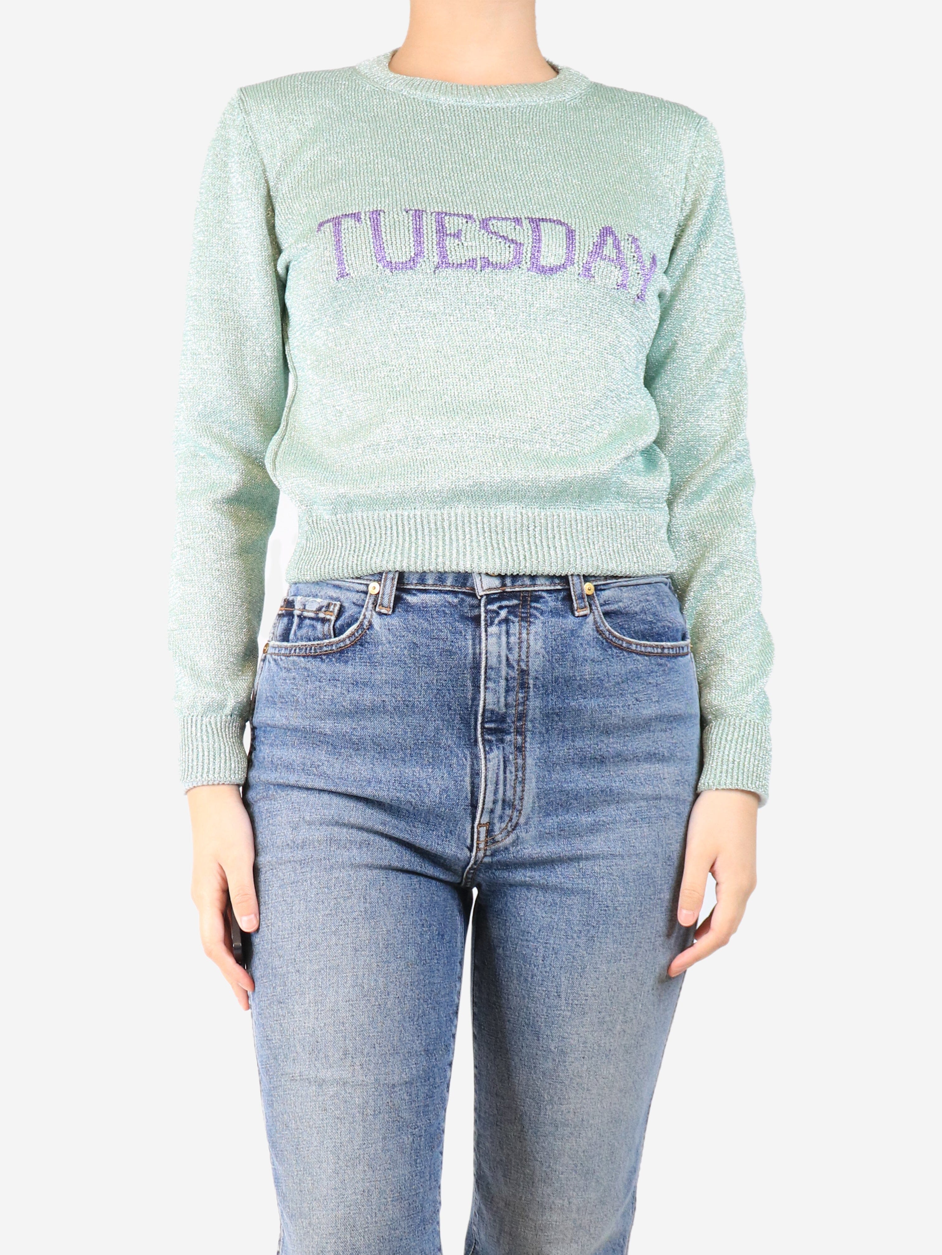 Green lurex Tuesday jumper - size UK 10 Knitwear Alberta Ferretti 