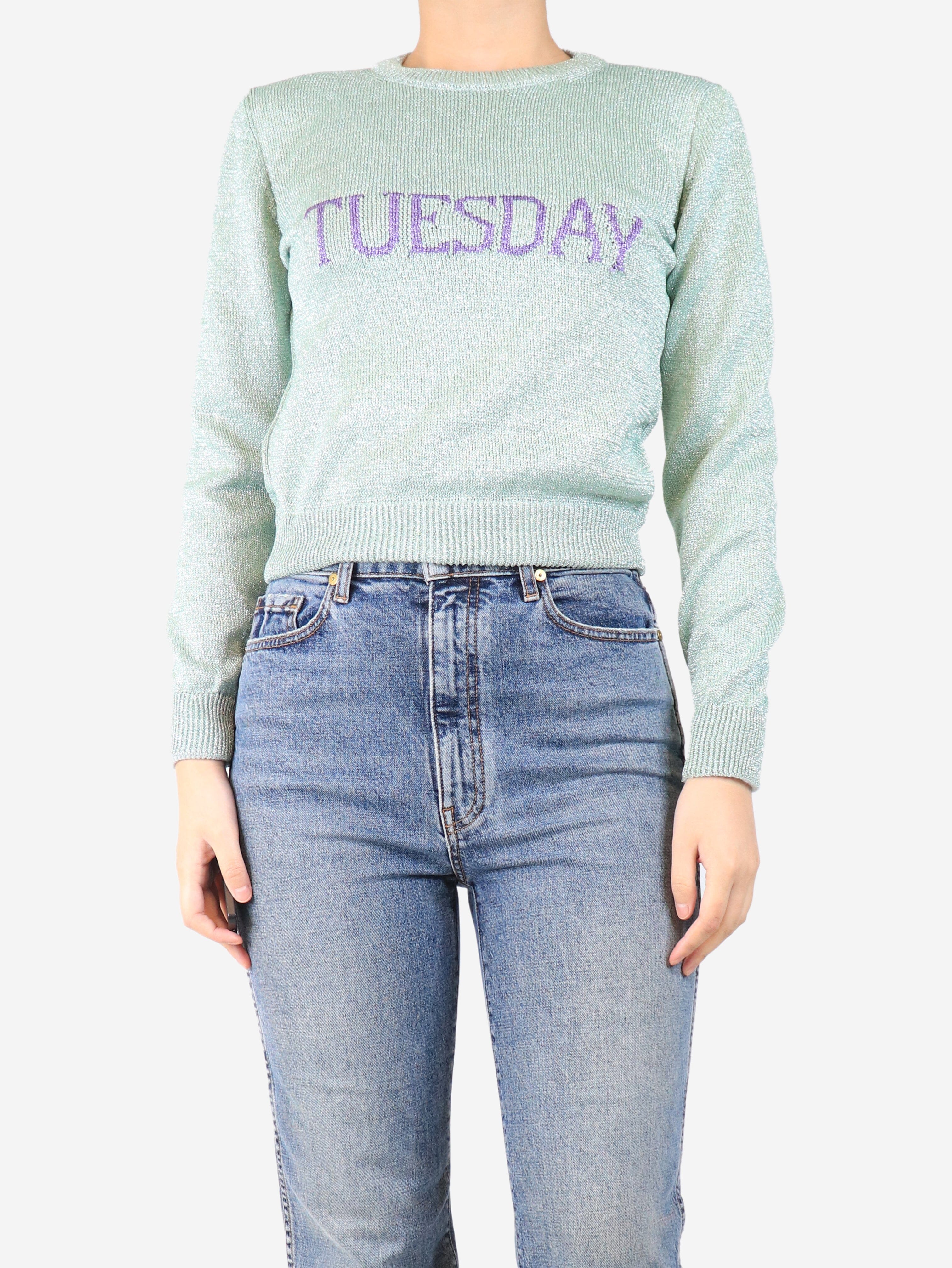 Green lurex Tuesday jumper - size UK 10 Knitwear Alberta Ferretti 