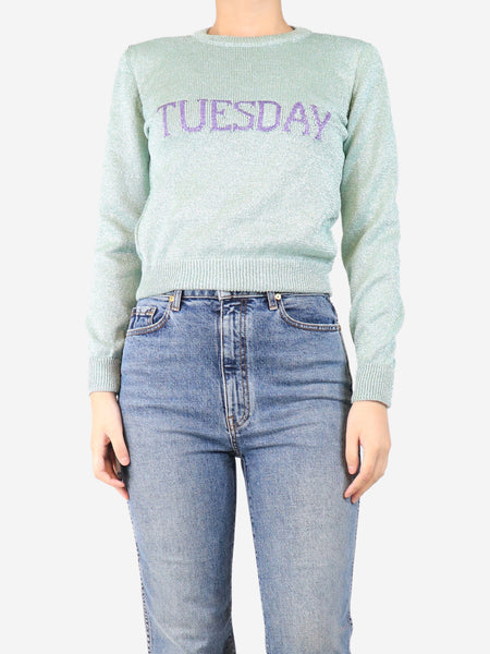 Green lurex Tuesday jumper - size UK 10 product image