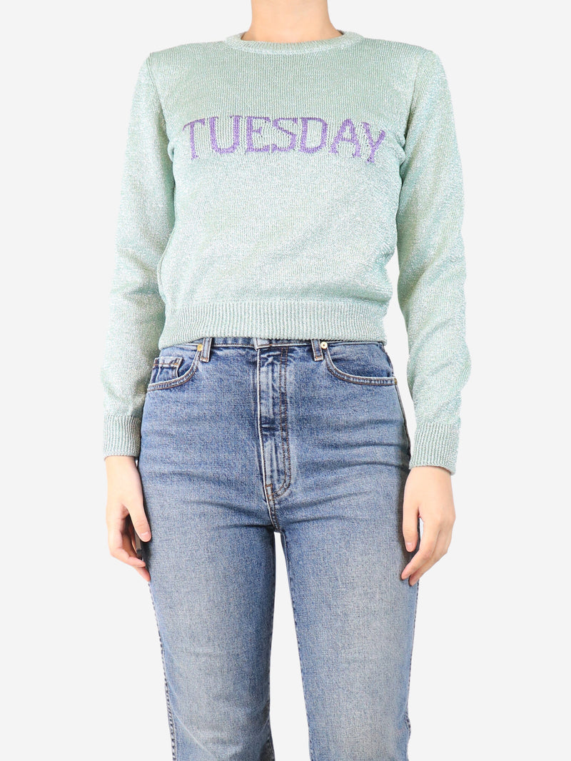 Green lurex Tuesday jumper - size UK 10 Knitwear Alberta Ferretti 
