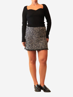 Tweed black and white mini skirt - size 10