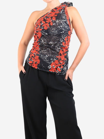 Black and red lace embroidered on-shoudler top - size UK 8 Tops Isabel Marant 