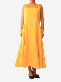 Yellow A-line maxi dress - size UK 16