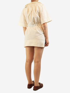 Ivory belted cotton mini dress - size UK 8 Dresses Ganni 