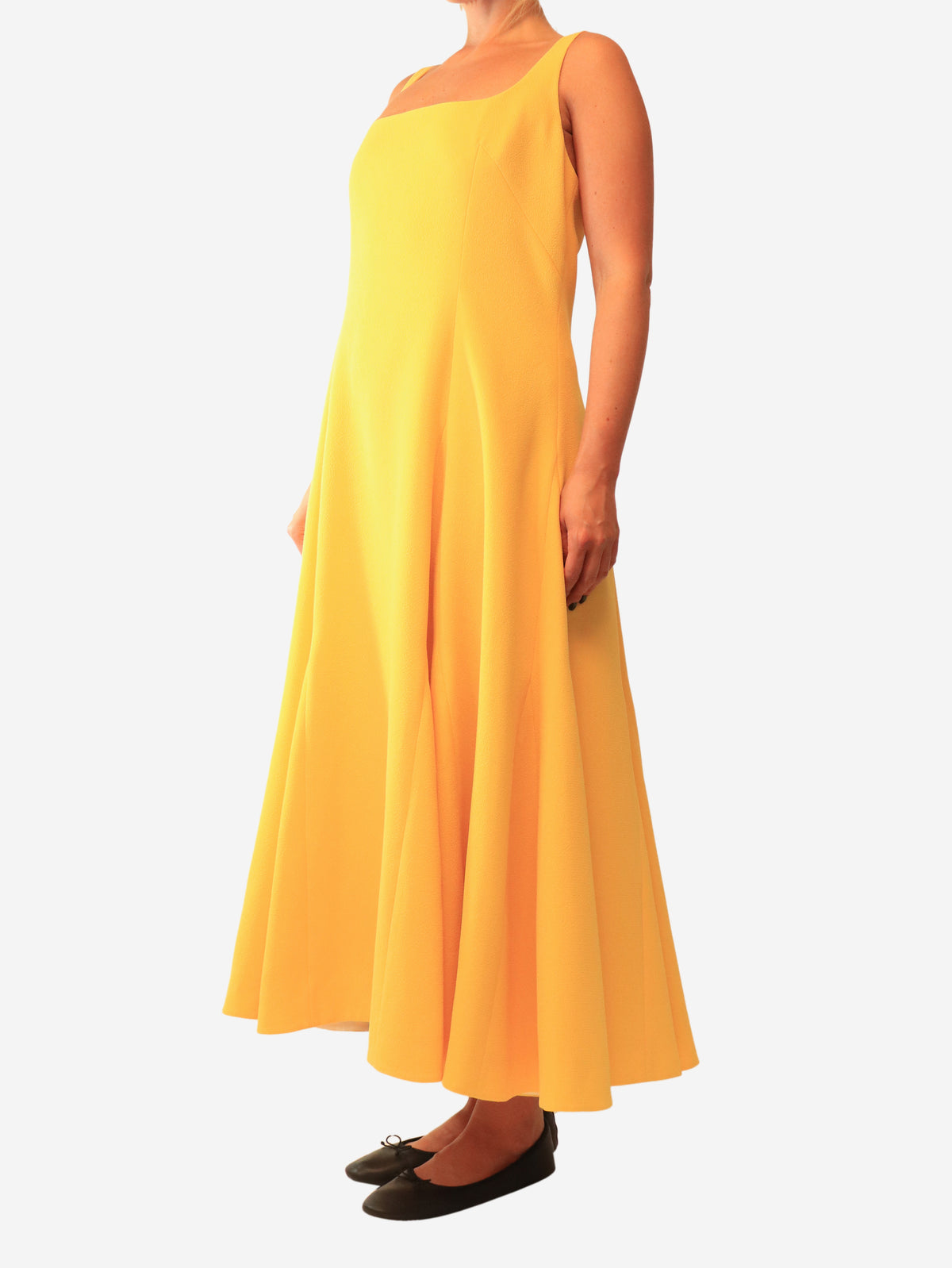 Yellow A-line maxi dress - size UK 16